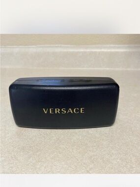 Versace Matte Black Eyewear Case with Gold Logo